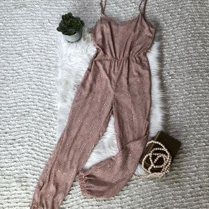 Herringbone terra-cotta print jumpsuit